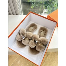 에르메스(Hermes) 양털 퍼 슬리퍼 신발