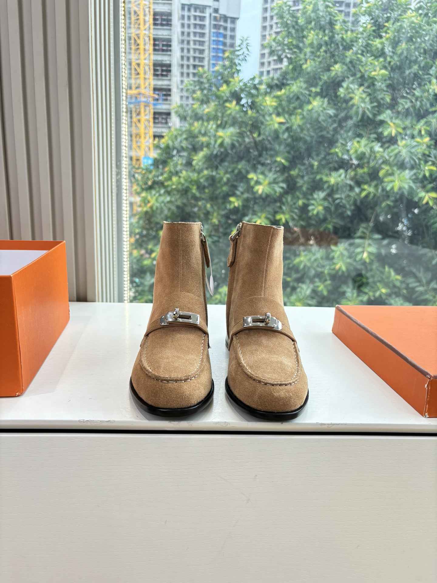 Hermes 에르메스 Kelly 버클 빈티지 플랫 앵클부츠 신발