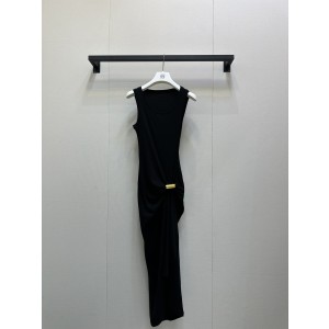 LOEWE 로에베 주름 허리 장식 미디 원피스 의류