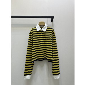 miumiu 미우미우 스트라이프 카라 긴팔 티셔츠 의류