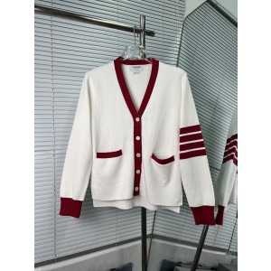 Thom Browne 배색 사선 네 줄 울 가디건 의류