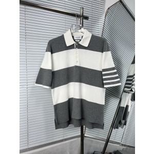 Thom Browne 톰브라운 스트라이프 니트 폴로 반팔 티셔츠 의류