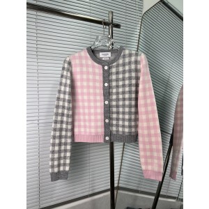 Thom Browne 톰브라운 배색 체크 라운드넥 울 가디건 의류