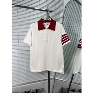 Thom Browne 톰브라운 배색 카라 사선 네 줄 니트 반팔 의류