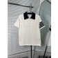 Thom Browne 톰브라운 배색 카라 사선 네 줄 니트 반팔 의류