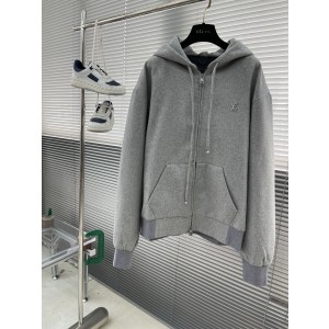 LV 루이비통 메탈 레터 로고 울 니트 후드 집업 재킷 의류