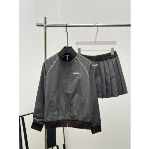 MiuMiu 미우미우 스트라이프 집업 상의 & 하프 스커트 세트 의류