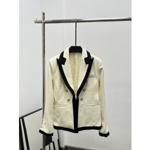 Balmain 발망 블랙&화이트 배색 더블버튼 벨티드 블레이저 재킷 의류