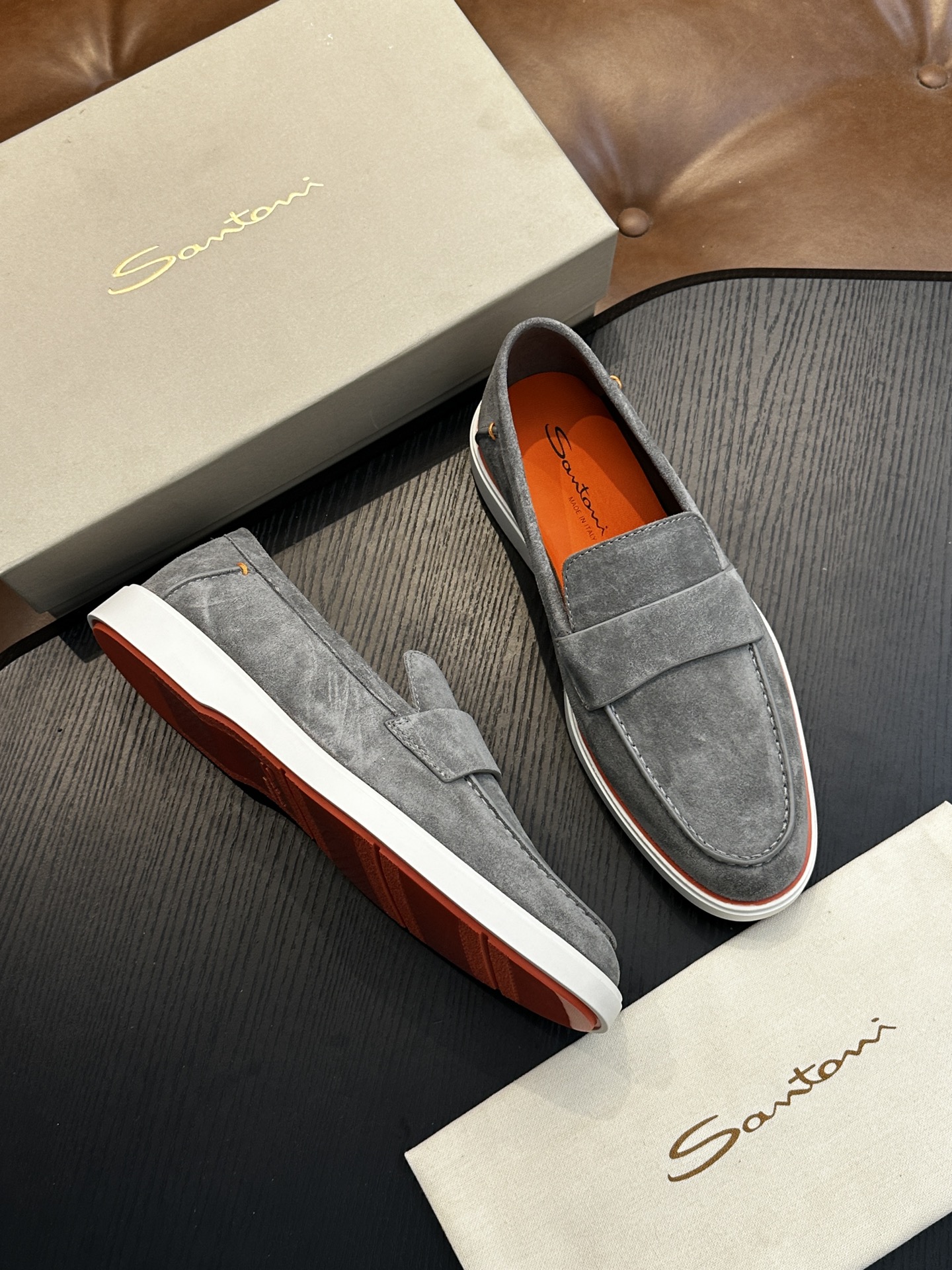 Santoni 산토니 남성 수제 송아지 가죽 슈즈 로퍼 신발