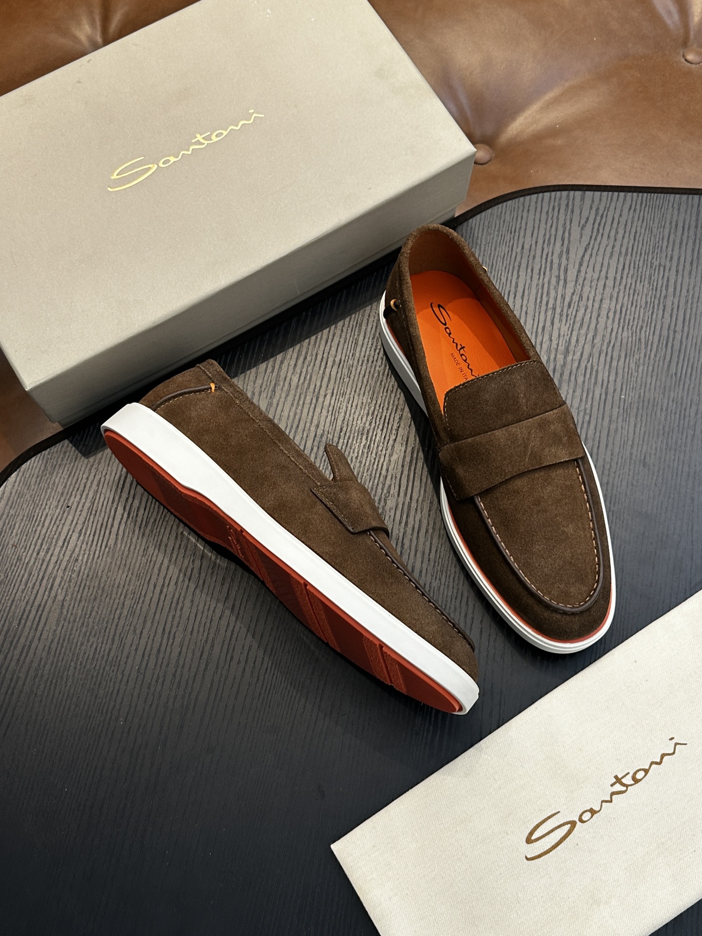 Santoni 산토니 남성 수제 송아지 가죽 슈즈 로퍼 신발