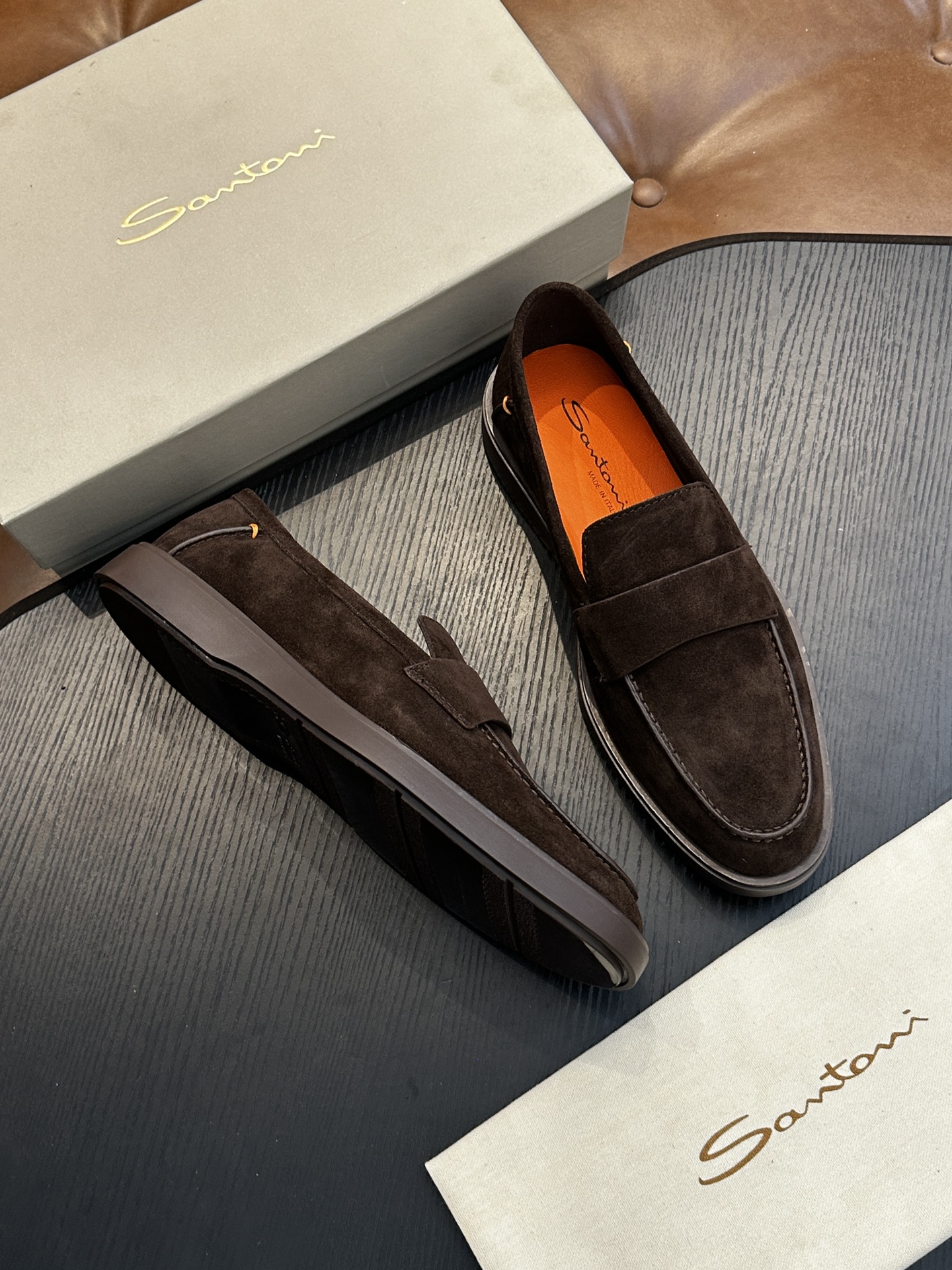 Santoni 산토니 남성 수제 송아지 가죽 슈즈 로퍼 신발