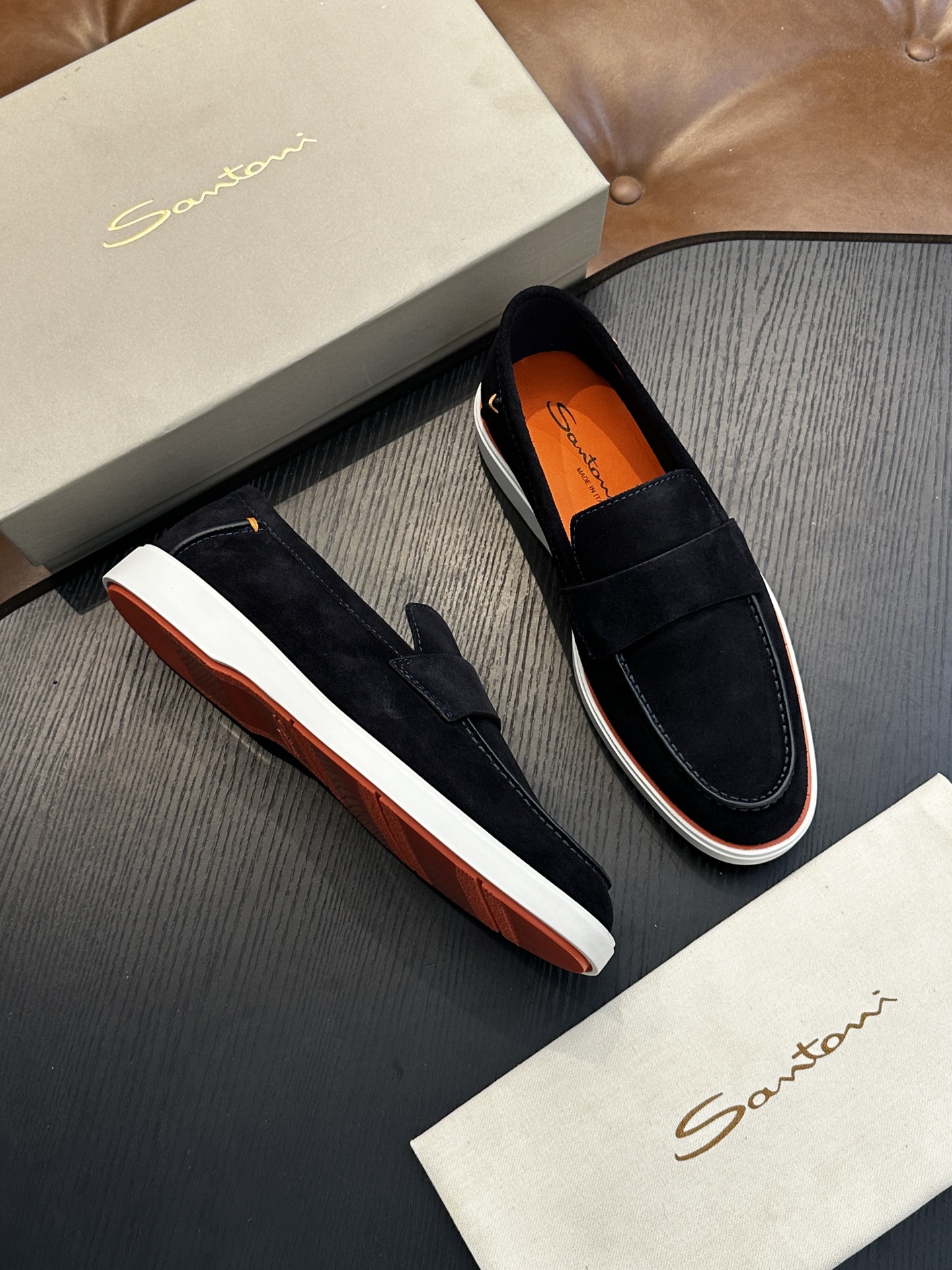 Santoni 산토니 남성 수제 송아지 가죽 슈즈 로퍼 신발