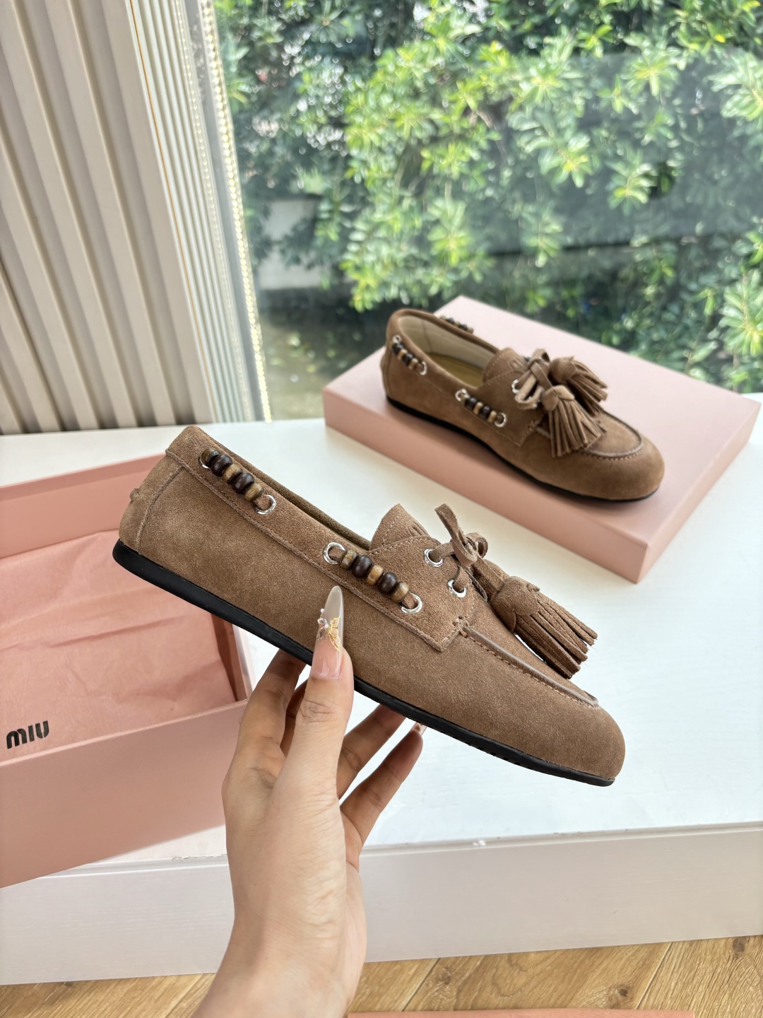 MiuMiu 미우미우 스웨이드 덱슈즈 로퍼 신발