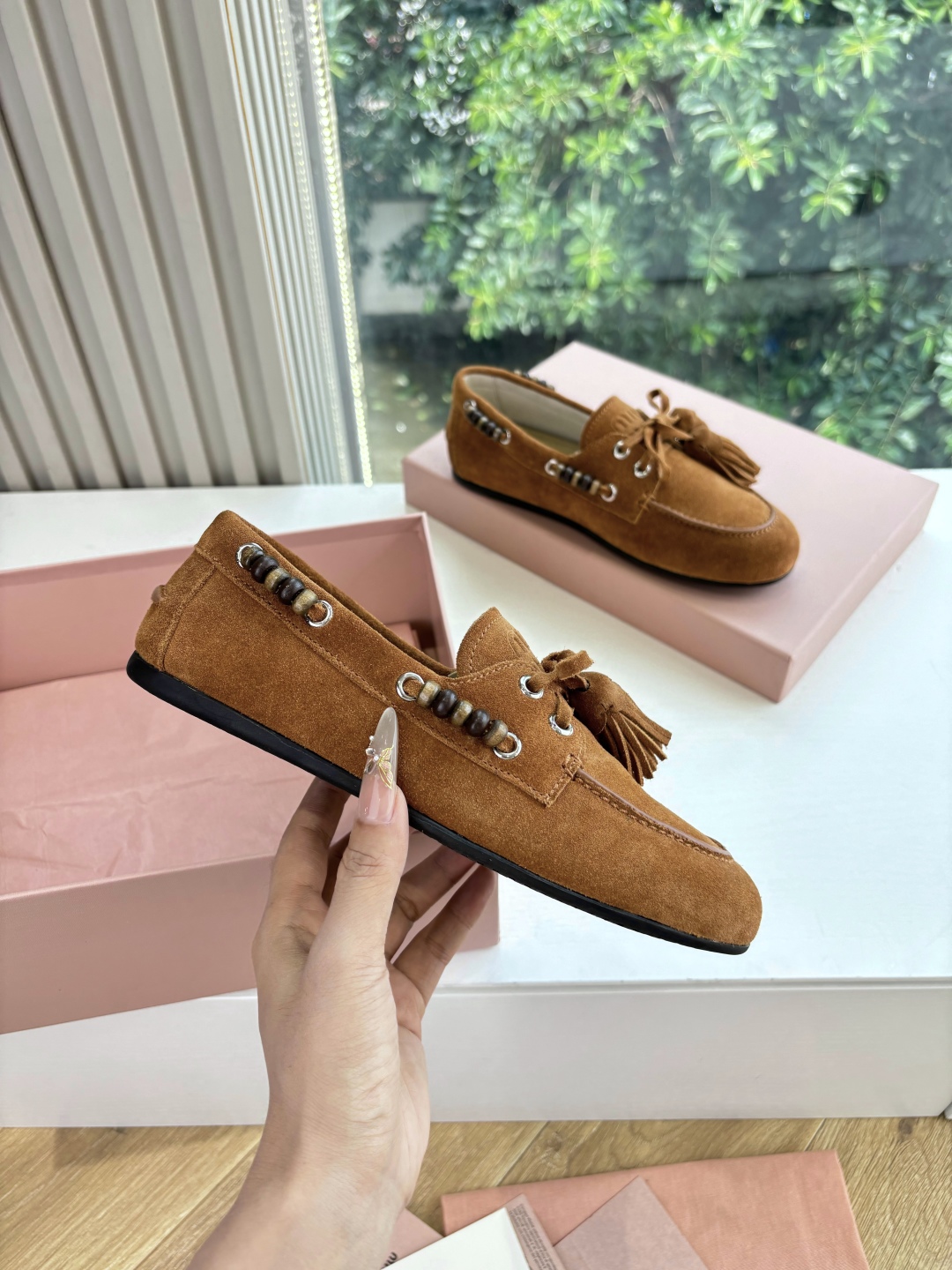 MiuMiu 미우미우 스웨이드 덱슈즈 로퍼 신발