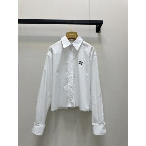 MiuMiu 미우미우 로고 자수 크롭 긴팔 셔츠 의류