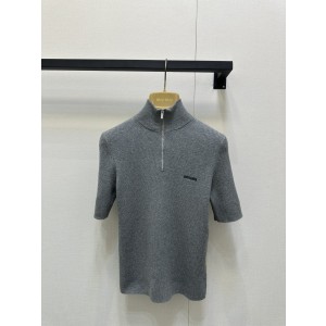 MiuMiu 미우미우 반지퍼 하이넥 니트 반팔 의류