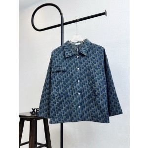 DIOR CD 디올 모노그램 올오버 로고 워싱 데님 재킷 의류