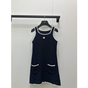 CELINE 셀린느 배색 크로셰 니트 슬리브리스 나시 드레스 원피스 의류