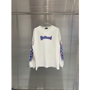 WE11DONE 웰던 블루 플레임 로고 프린트 롱슬리브 긴팔 티셔츠 의류