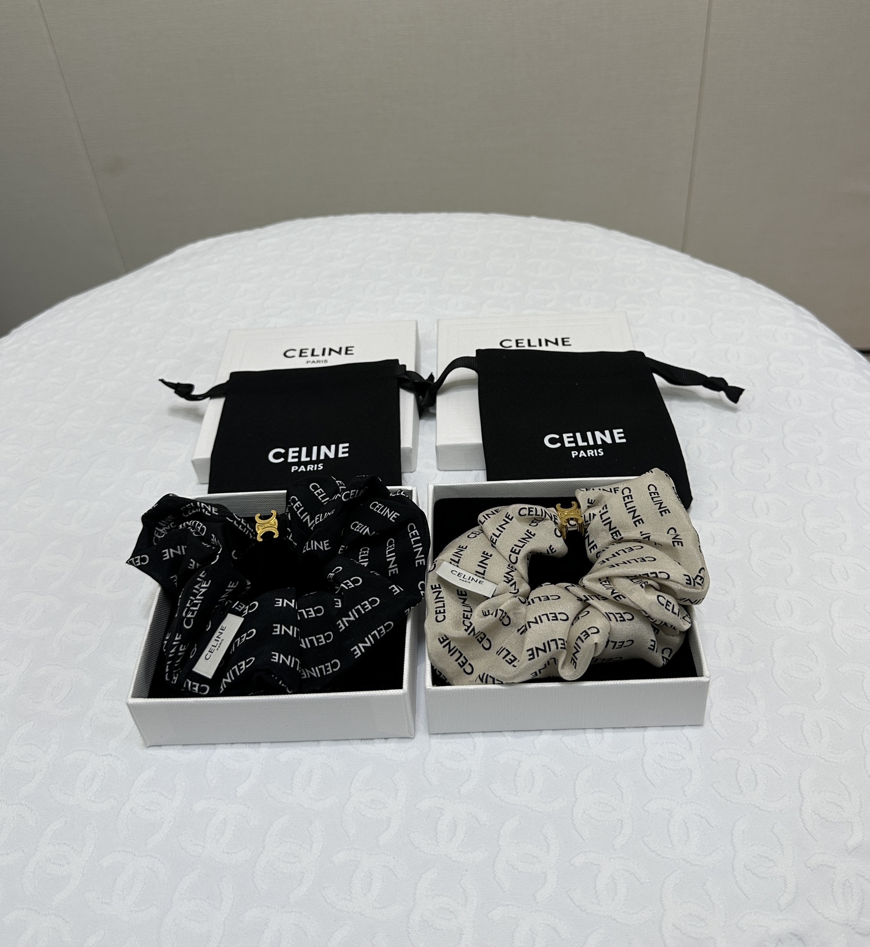 CELINE 셀린느 프린트 실크 헤어 스크런치 밴드