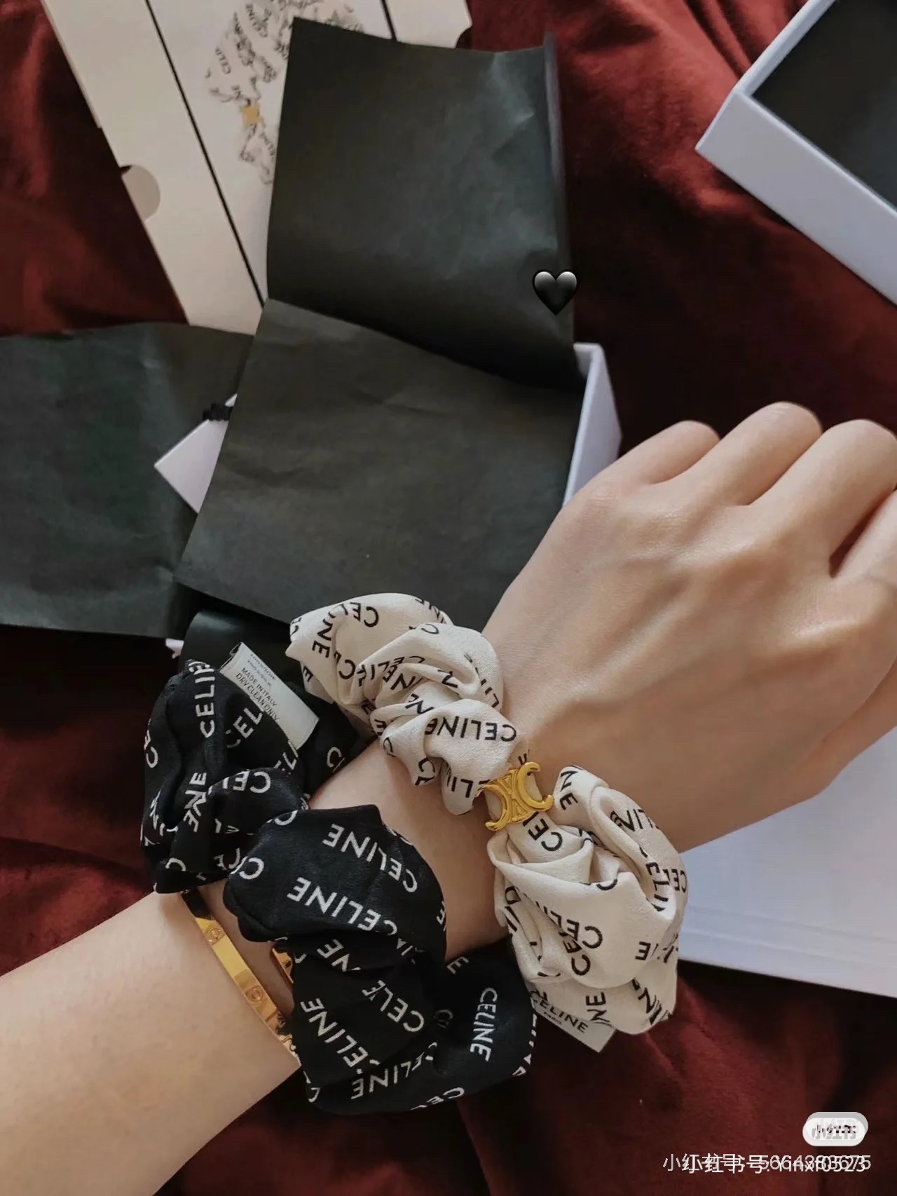 CELINE 셀린느 프린트 실크 헤어 스크런치 밴드