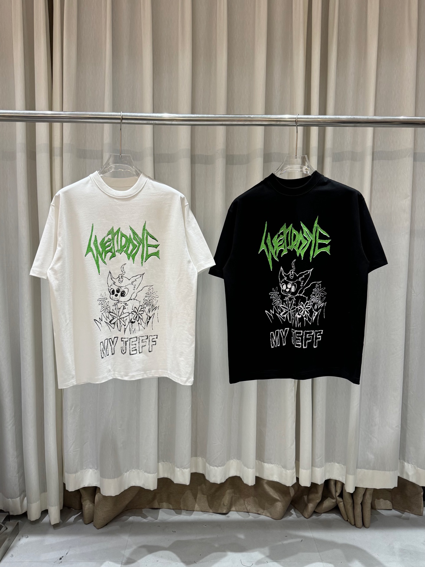 WE11DONE 웰던 고딕 스타일 몬스터 스케치 프린트 반팔 티셔츠 의류