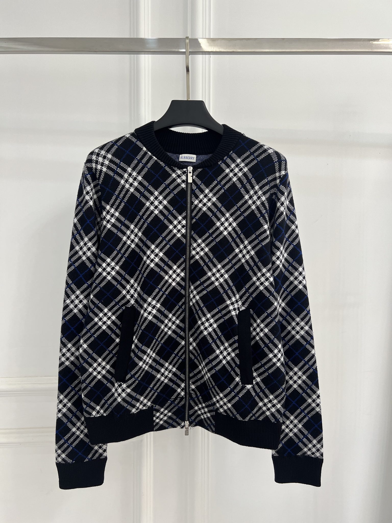 Burberry 버버리 헤링본 체크 울 혼방 니트 가디건 재킷 의류