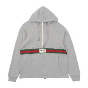 GUCCI 구찌 레드그린 테잎 반집업 후드 긴팔티 의류