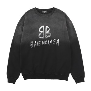 Balenciaga 발렌시아가 그라데이션 워싱 데미지 스케치 라운드넥 후드티 의류