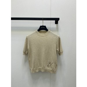 LV 루이비통 시퀸 자수 로고 반팔 니트 상의 의류