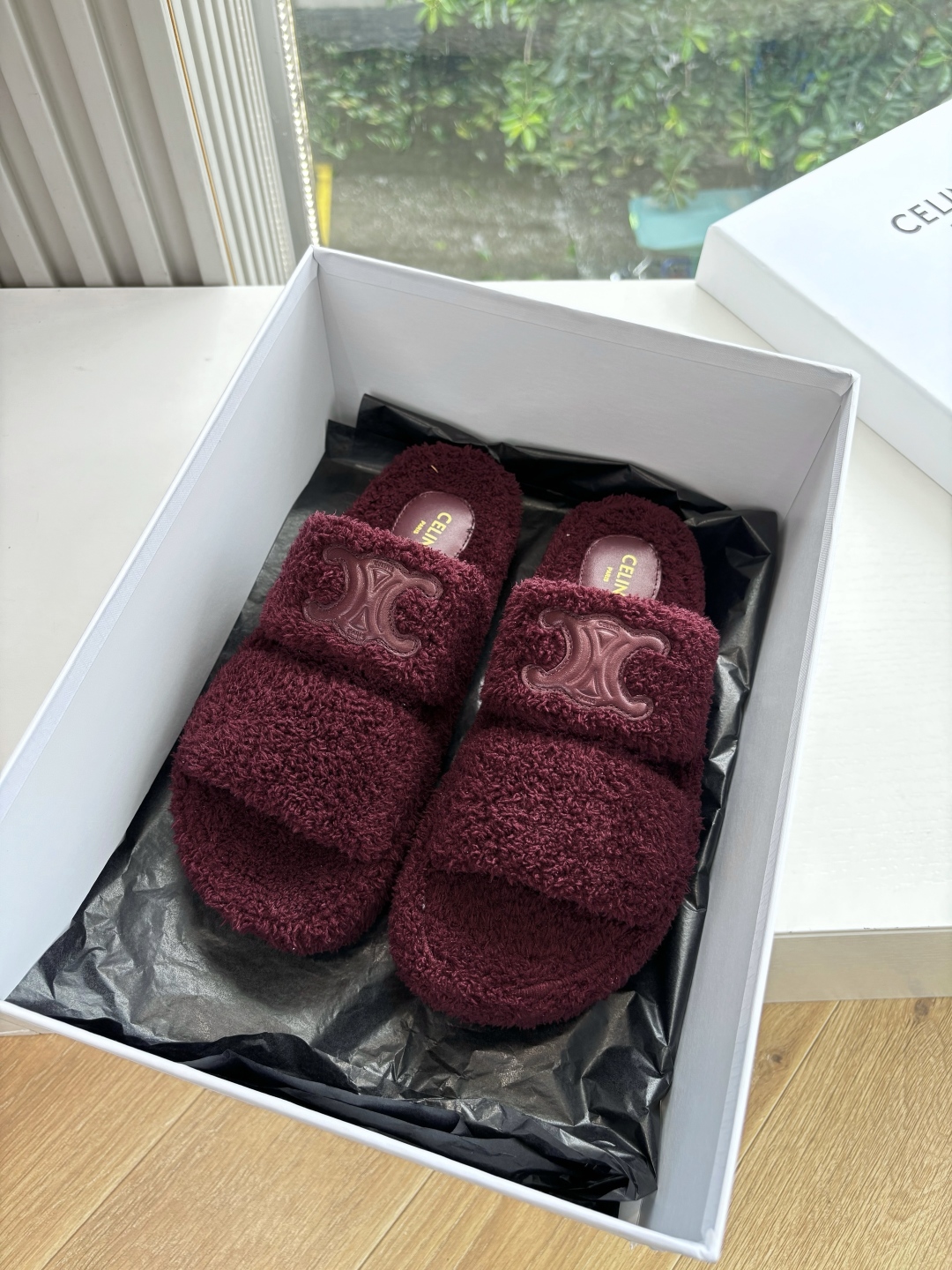 CELINE 셀린느 퍼 슬리퍼 신발