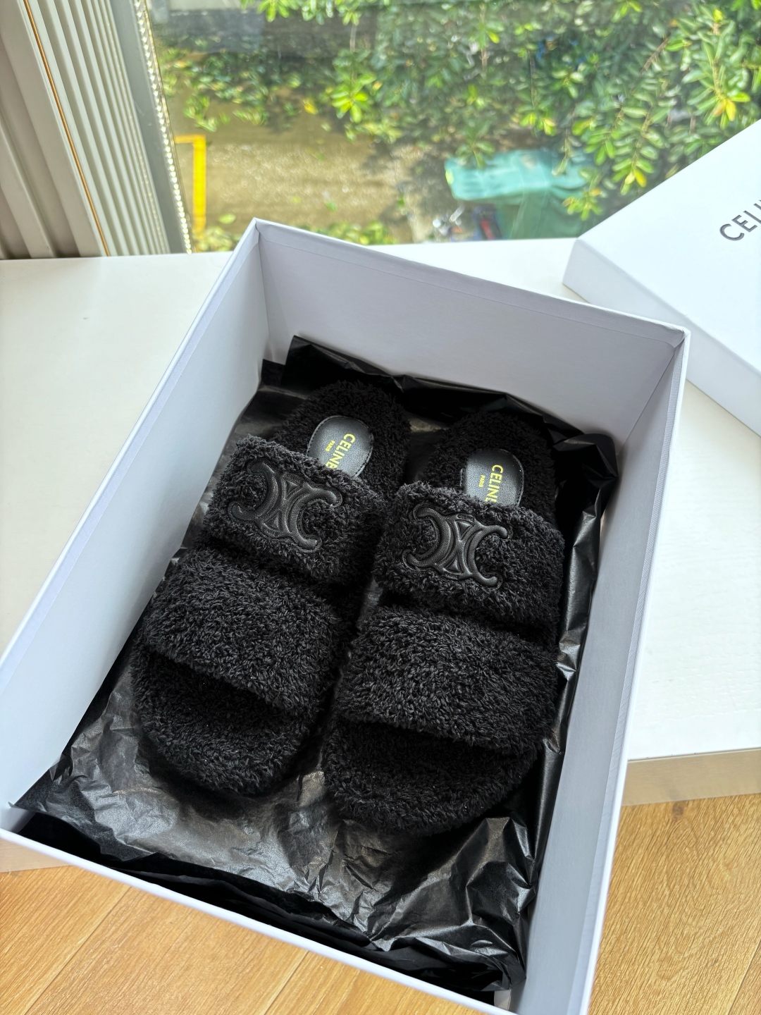 CELINE 셀린느 퍼 슬리퍼 신발