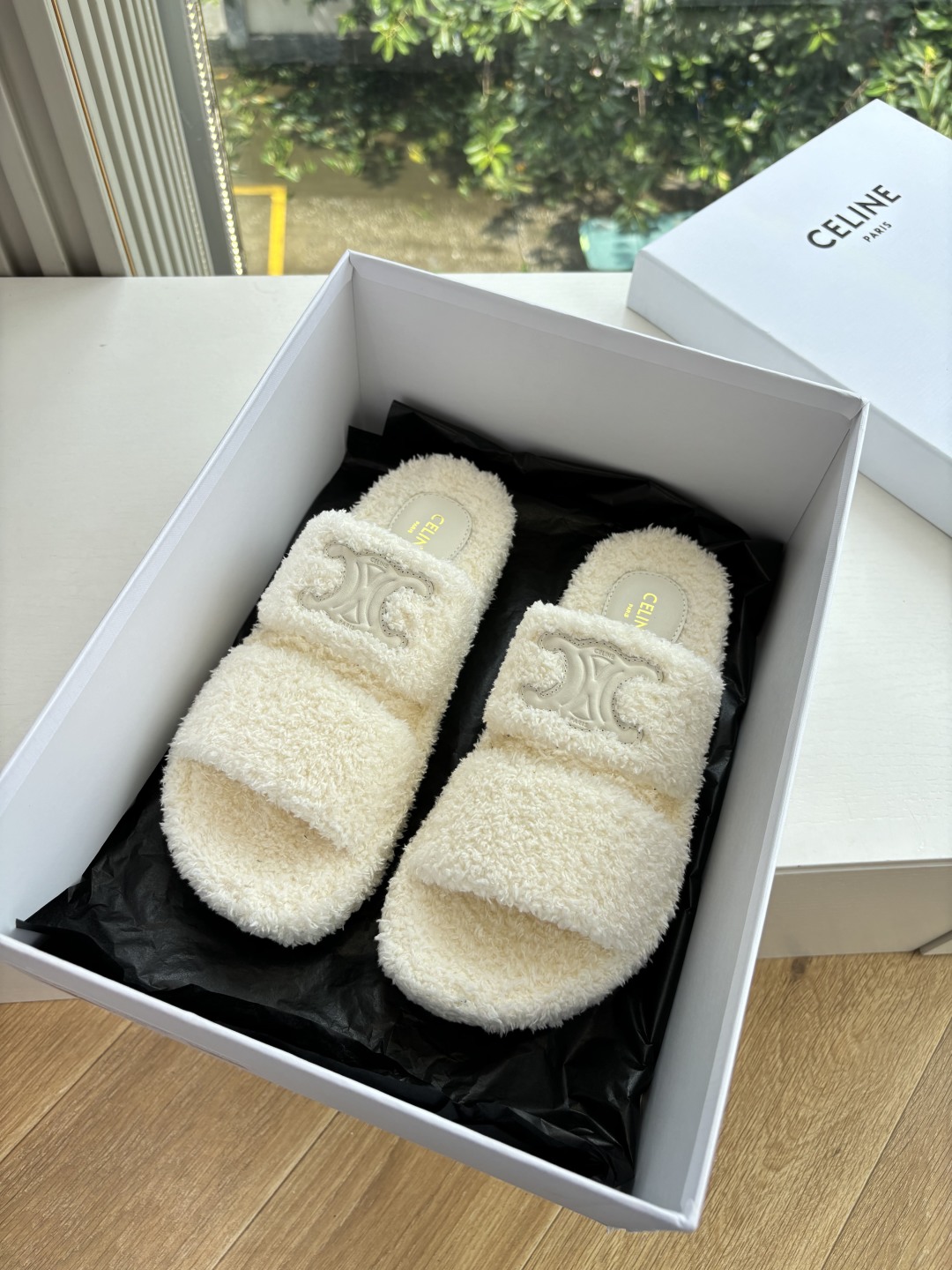 CELINE 셀린느 퍼 슬리퍼 신발
