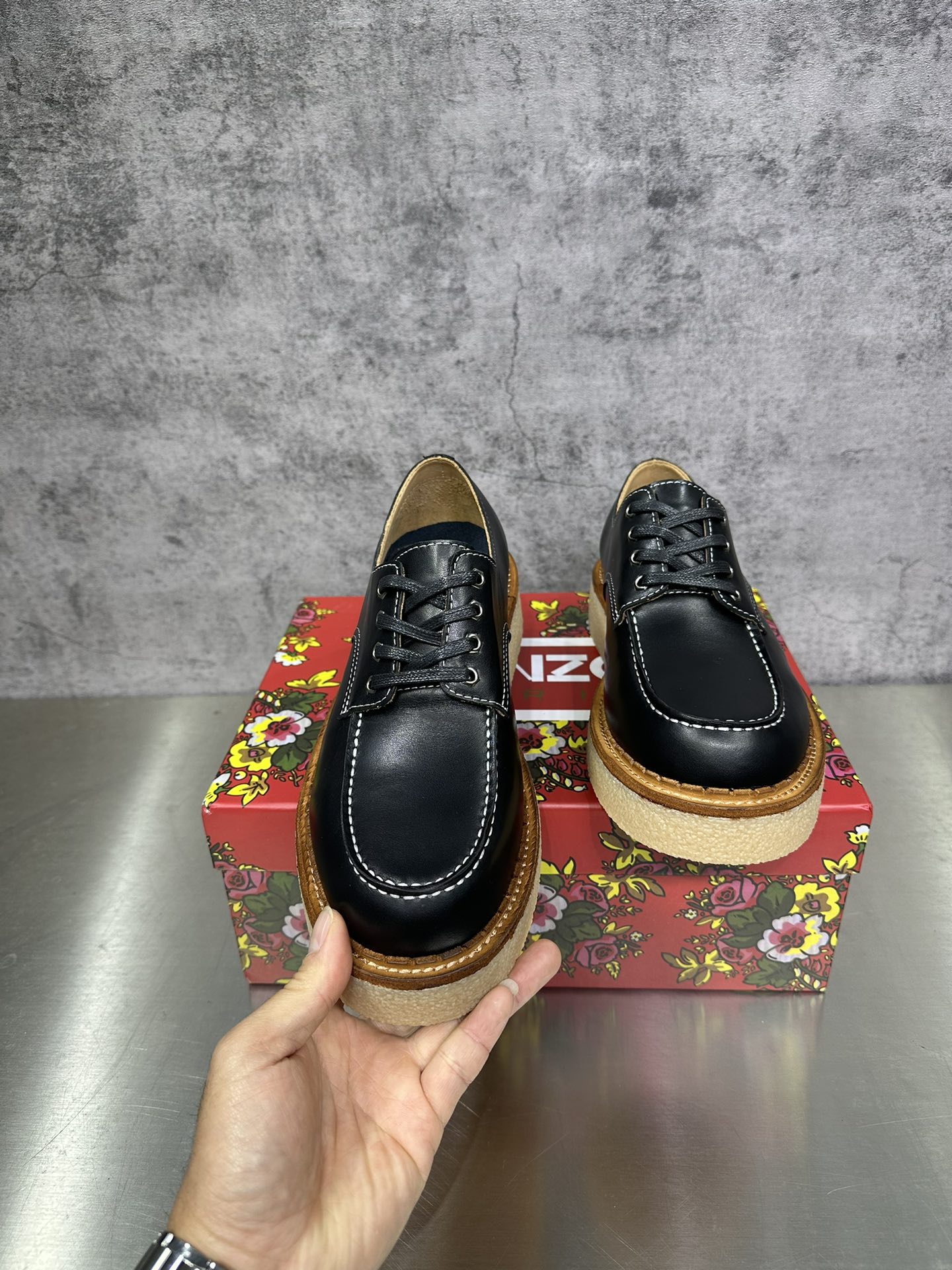 Kenzo 겐조 남성 메탈 토 더비 슈즈 신발