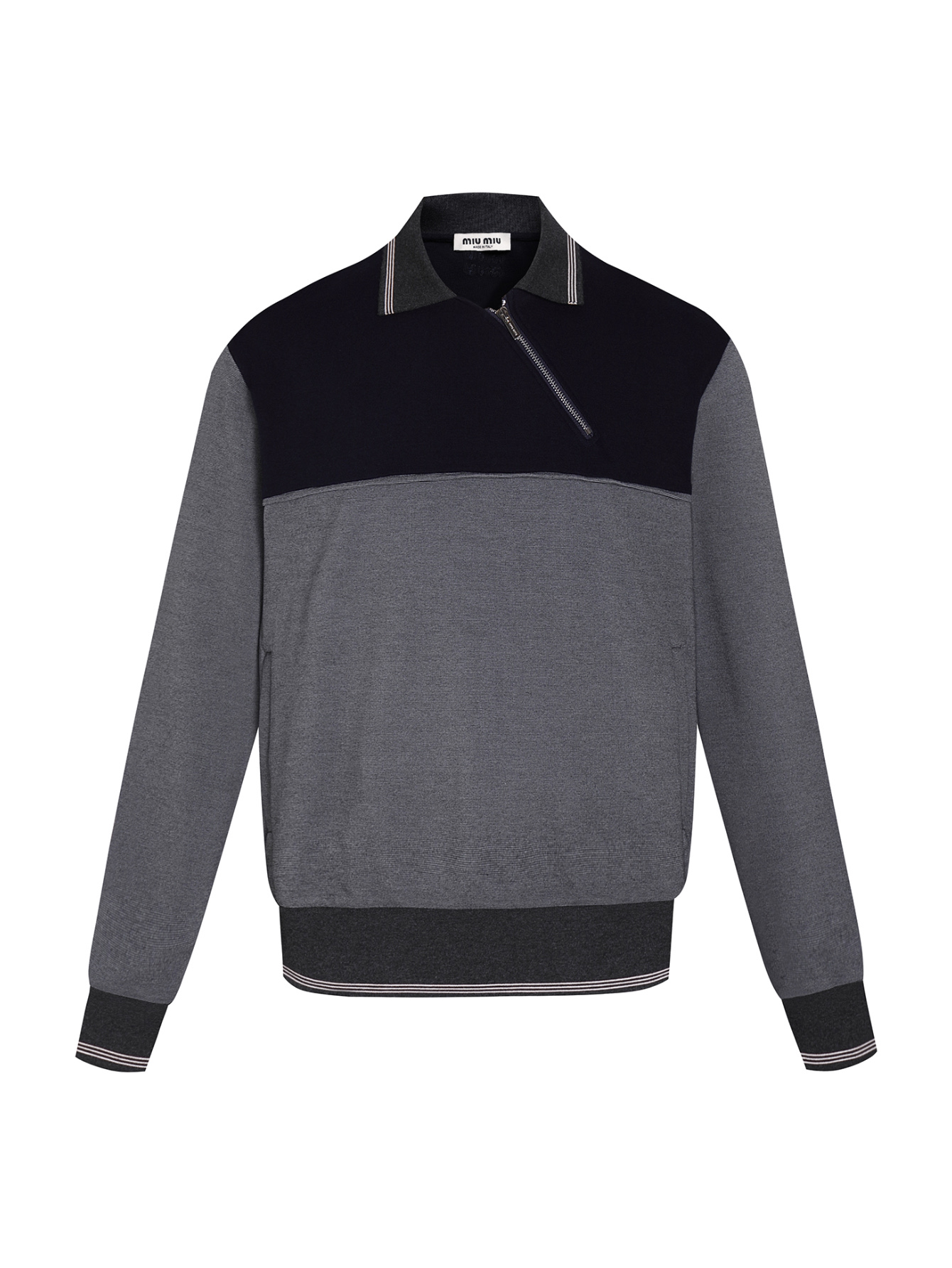 miumiu 미우미우 컬러 배색 긴팔 사이드 지퍼 맨투맨 티셔츠 의류