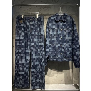 LOUIS VUITTON x Nigo LV 루이비통 체크 자수 데님 자켓 + 팬츠 세트 의류