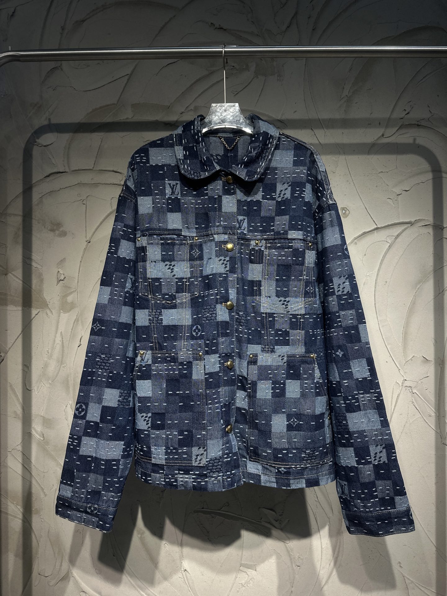 LOUIS VUITTON x Nigo LV 루이비통 체크 자수 데님 자켓 + 팬츠 세트 의류