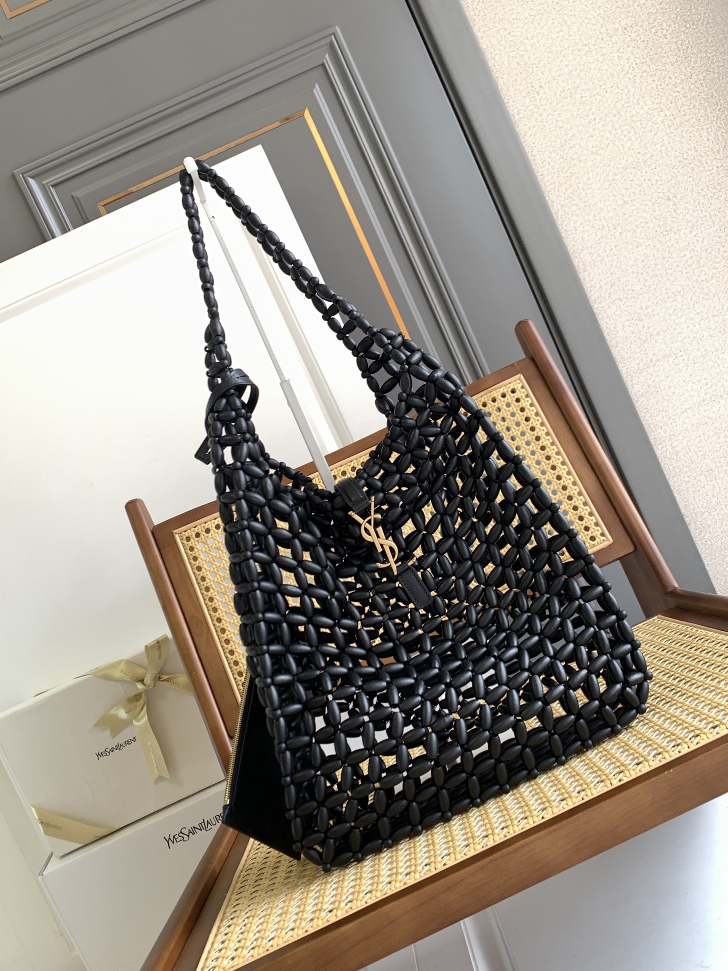 YSL 생로랑 우드 비즈 Hobo 호보백 가방 30cm