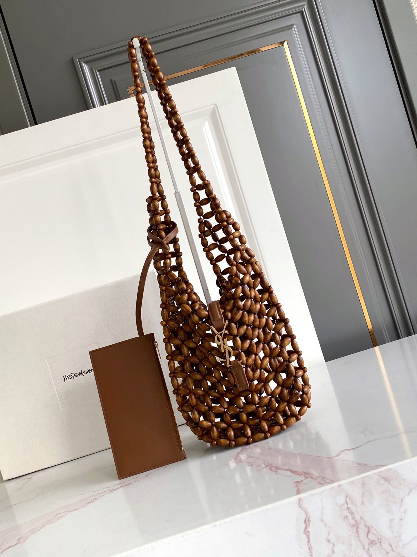 YSL LE 5 À 7 생로랑 소형 우드 비즈 백 스몰 가방