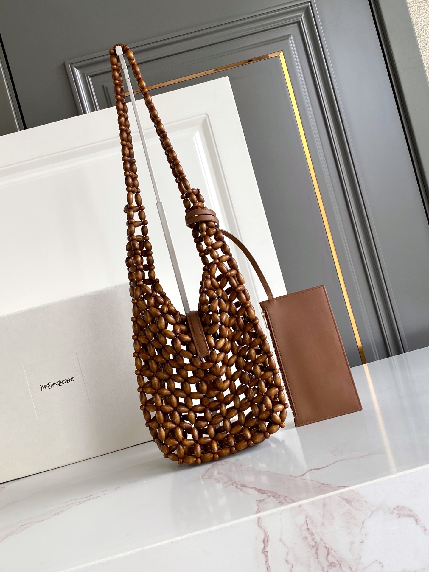 YSL LE 5 À 7 생로랑 소형 우드 비즈 백 스몰 가방