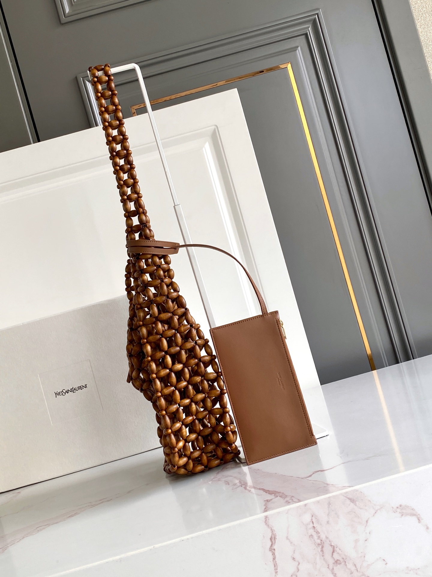 YSL LE 5 À 7 생로랑 소형 우드 비즈 백 스몰 가방