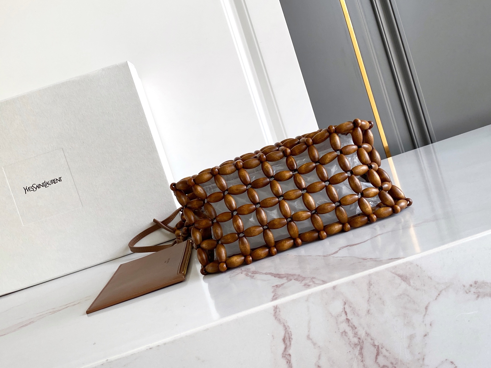 YSL LE 5 À 7 생로랑 소형 우드 비즈 백 스몰 가방