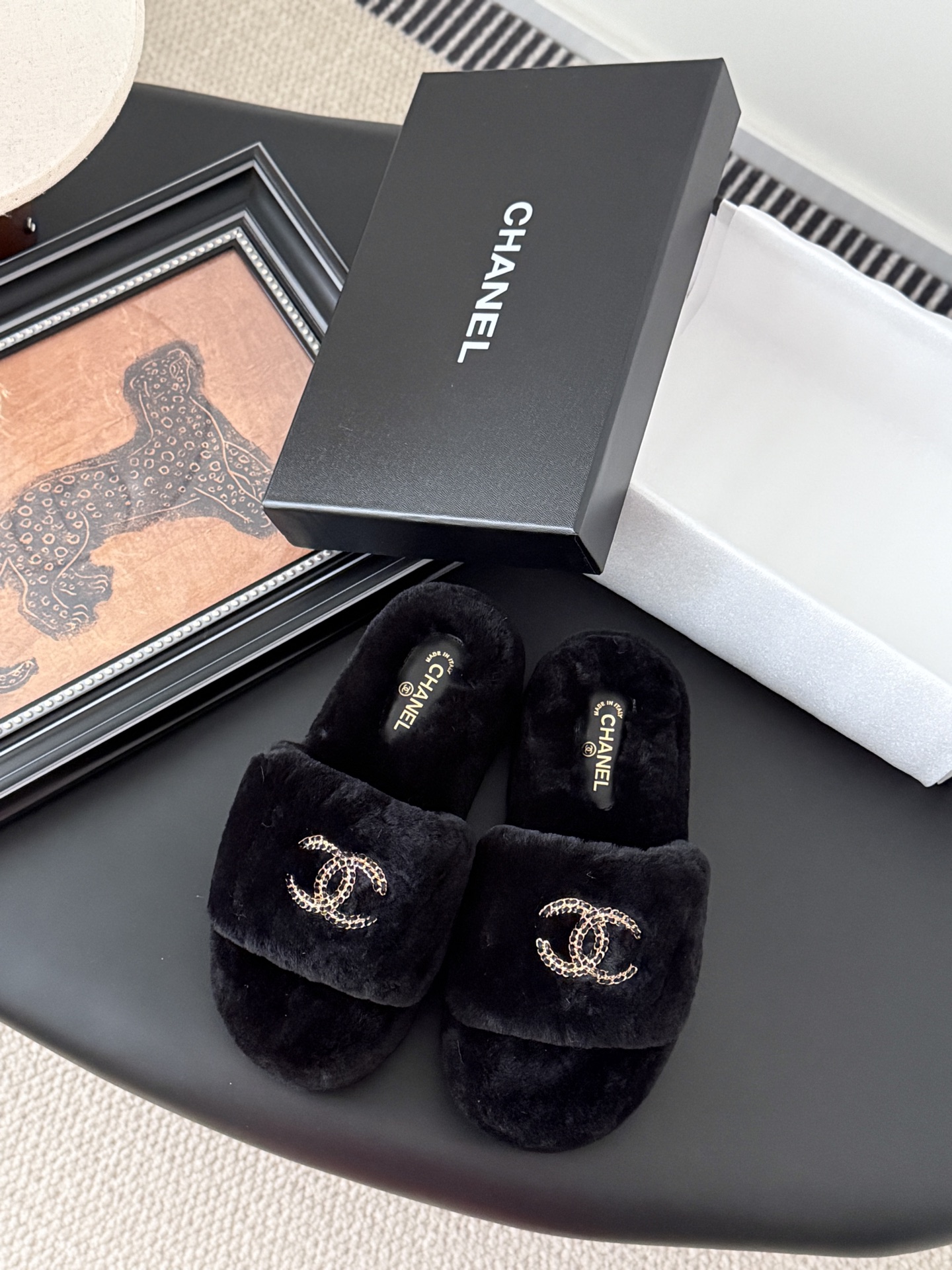 Chanel 샤넬 퍼 슬리퍼 신발