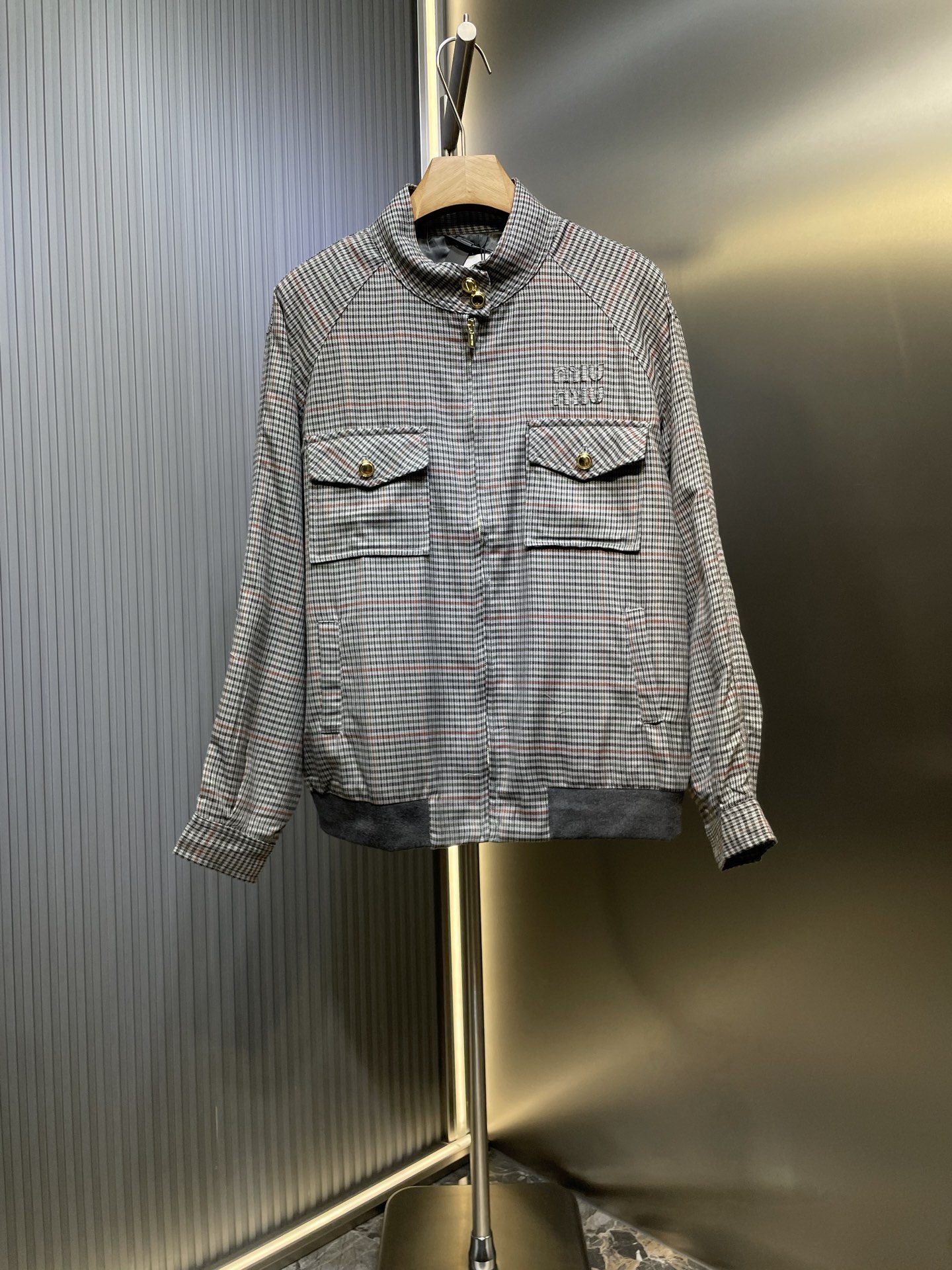 miumiu 미우미우 자수 스트라이프 체크 재킷 자켓 의류