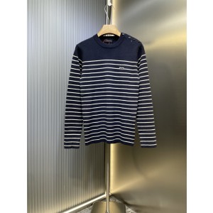 PRADA 프라다 사이드 버튼 스트라이프 자수 긴팔 니트 의류