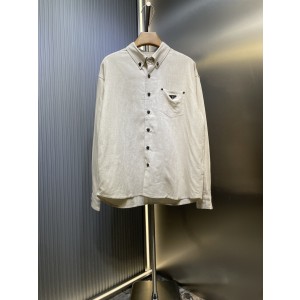 PRADA 프라다 포켓 메탈 로고 텐셀·린넨·코튼 셔츠 의류