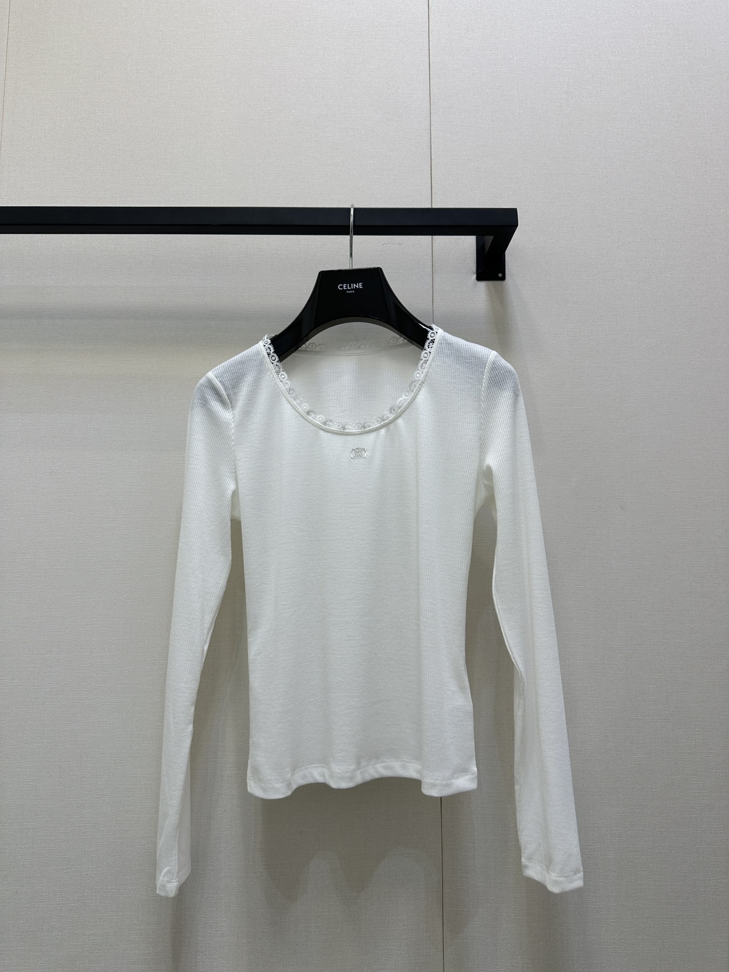 Celine 셀린느 화이트 레이스 긴팔 탑 상의 의류