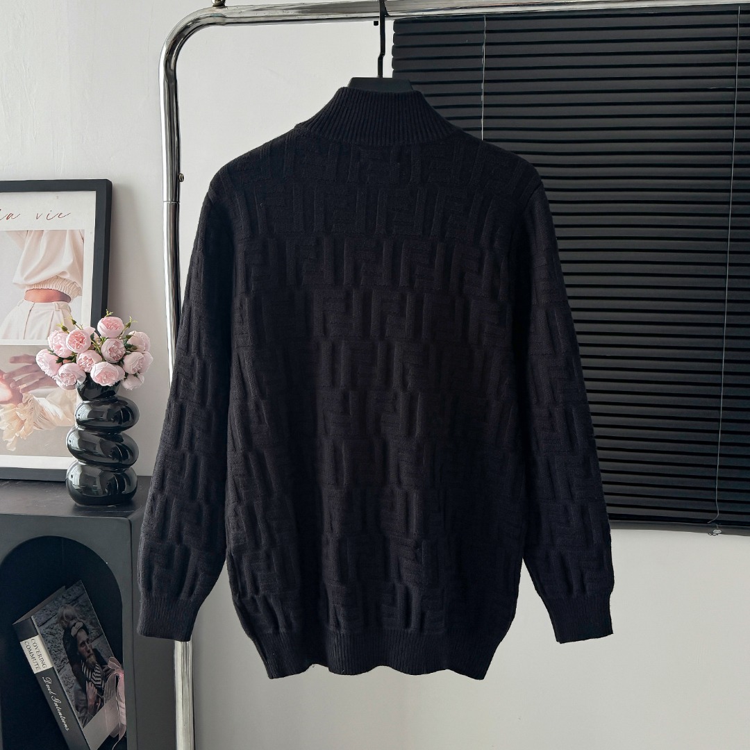 Fendi 펜디 풀 프린트 로고 입체 니트 집업 자켓 재킷 의류