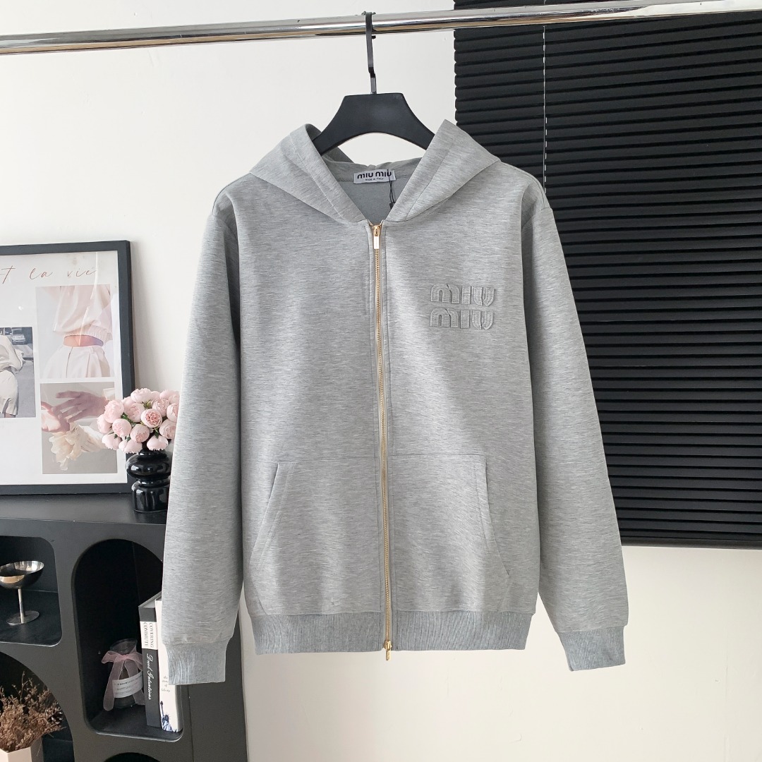 miumiu 미우미우 로고 지퍼 후드 집업 자켓 의류