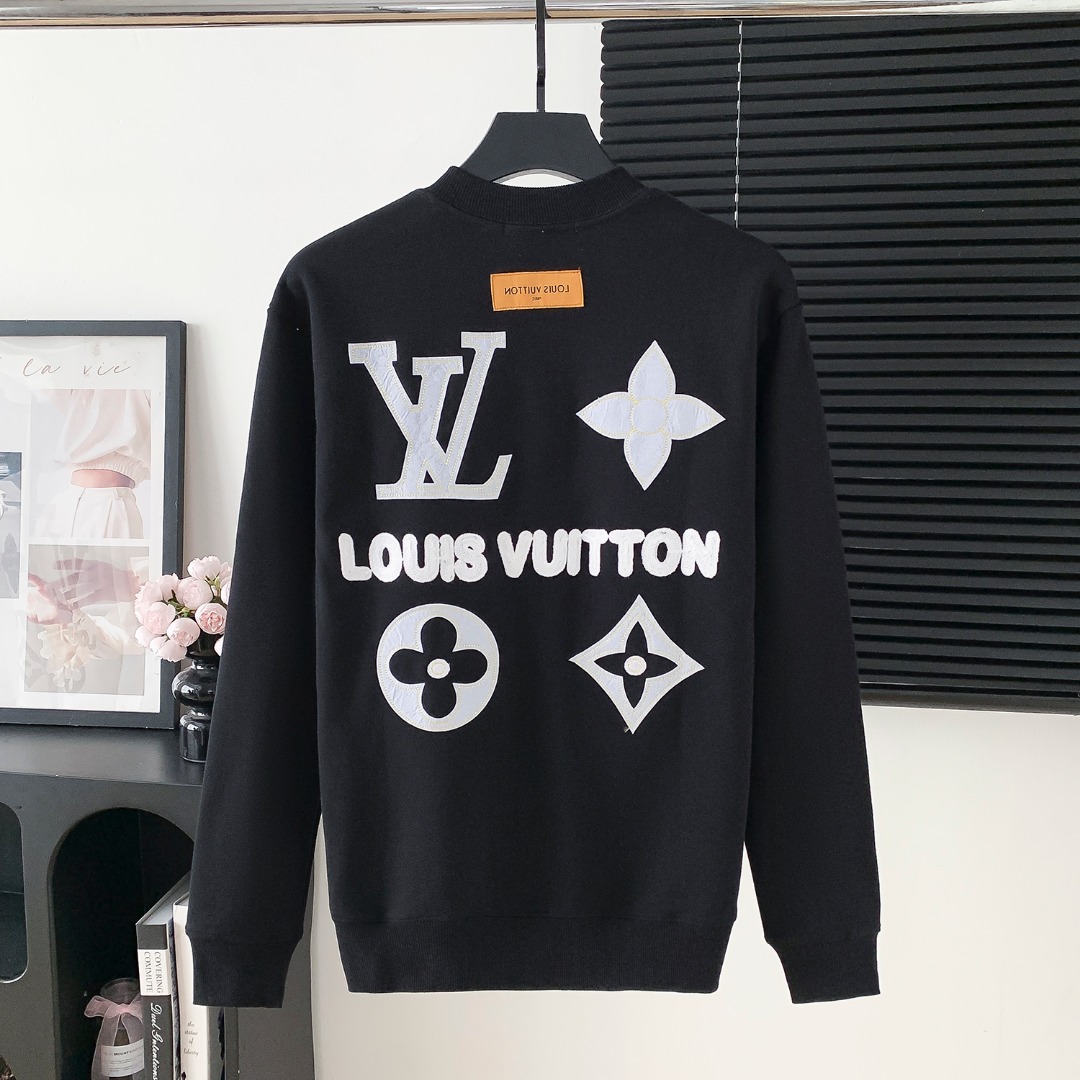 LV 루이비통 번아웃 타월 자수 레터링 라운드넥 맨투맨 티셔츠 의류